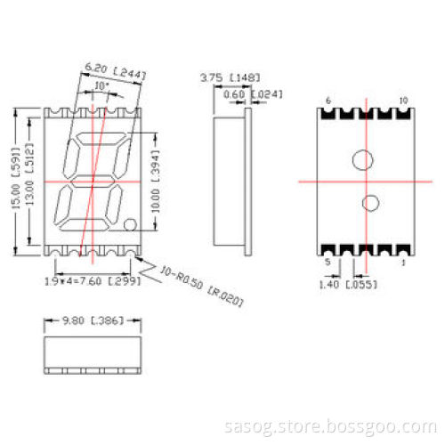 0.39-inch Single SMD LED Digit Display, Yellow Green, 570nm, Common Cathode